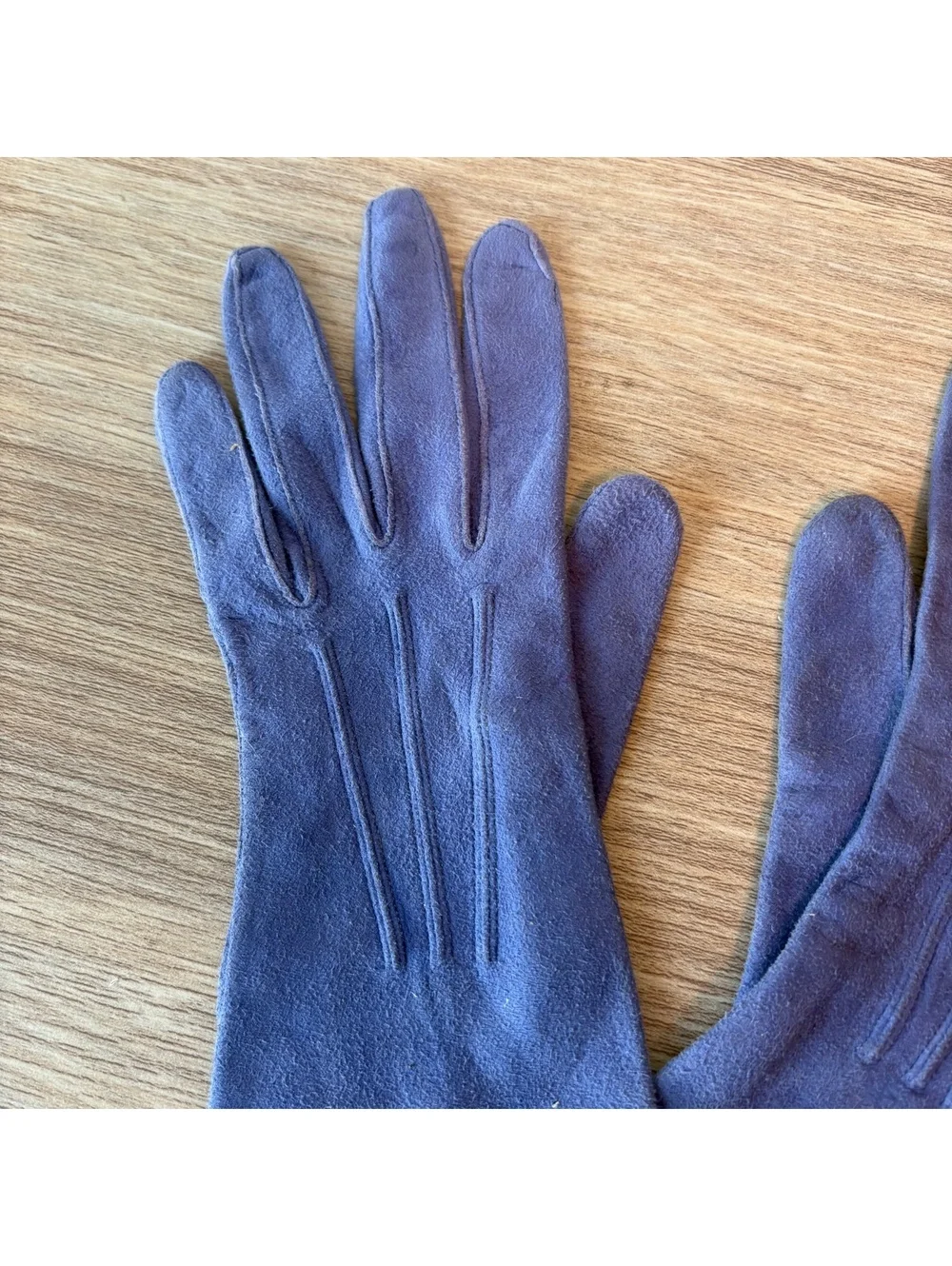 Vintage Purple Suede Gloves Dainty Retro Formal Wedding Tea Party Costume